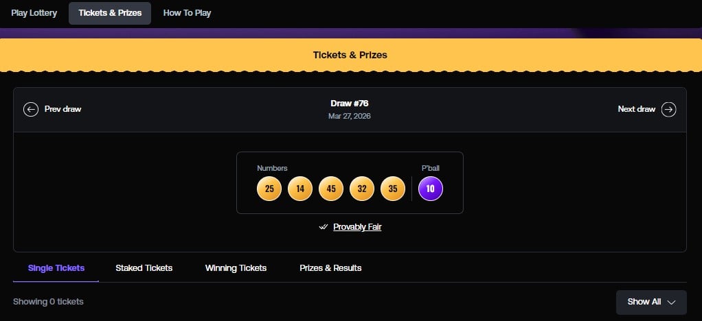 Shuffle Lottery Results